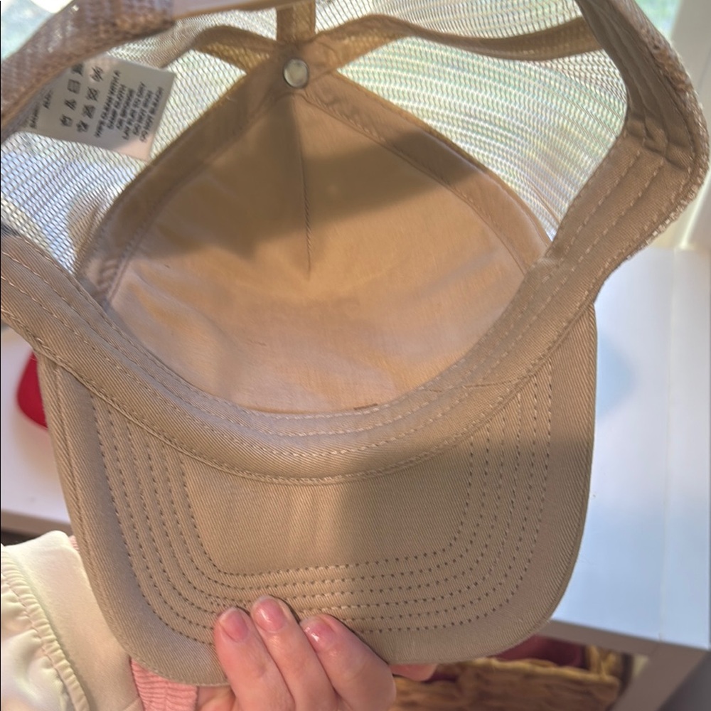 Tan Baseball Cap with Embroidered Text - Picture 2 of 4